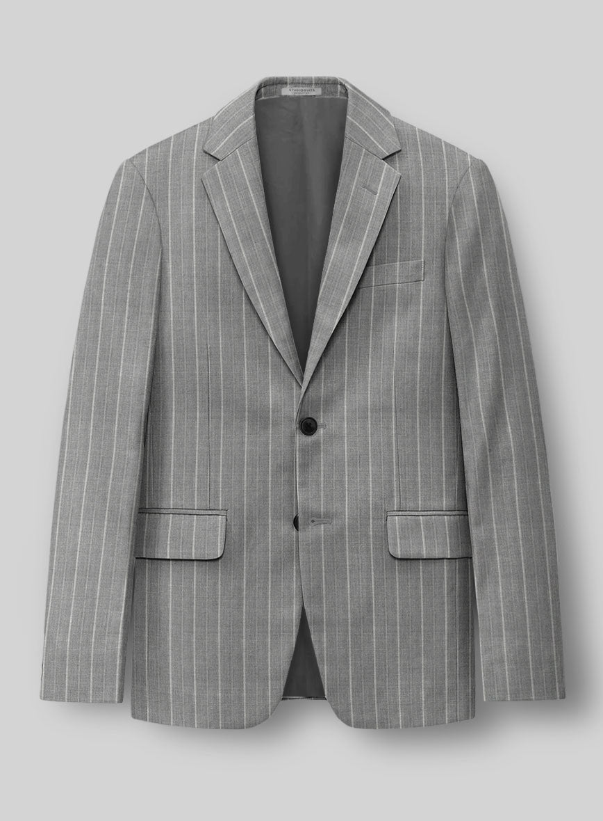 Napolean Vessaro Stripe Gray Wool Jacket - StudioSuits