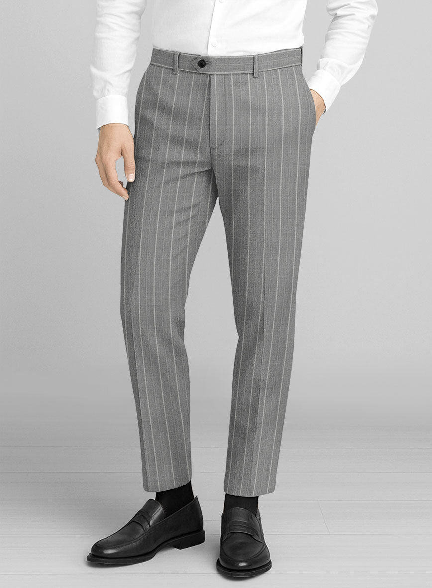 Napolean Vessaro Stripe Gray Wool Pants - StudioSuits
