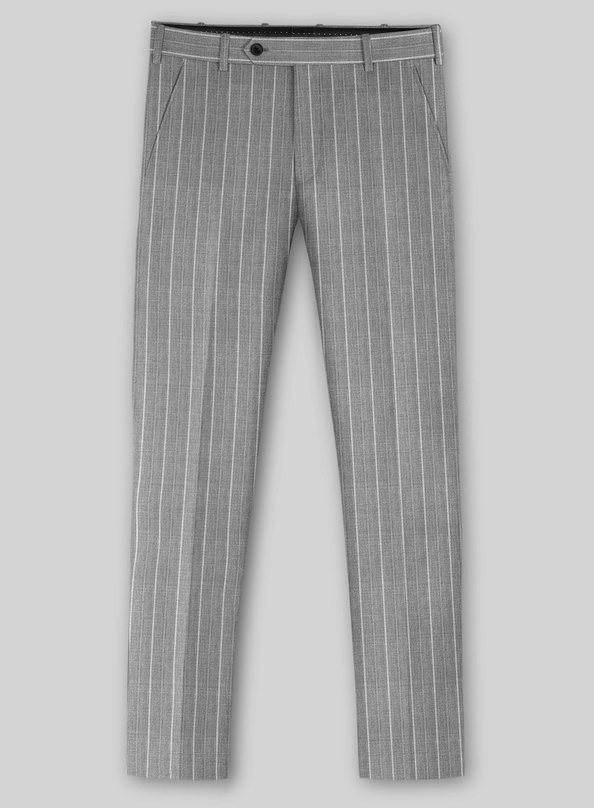 Napolean Vessaro Stripe Gray Wool Pants - StudioSuits