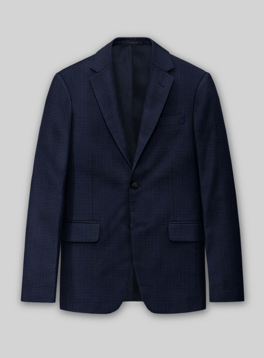 Napolean Vionnet Interweave Blue Wool Jacket - StudioSuits