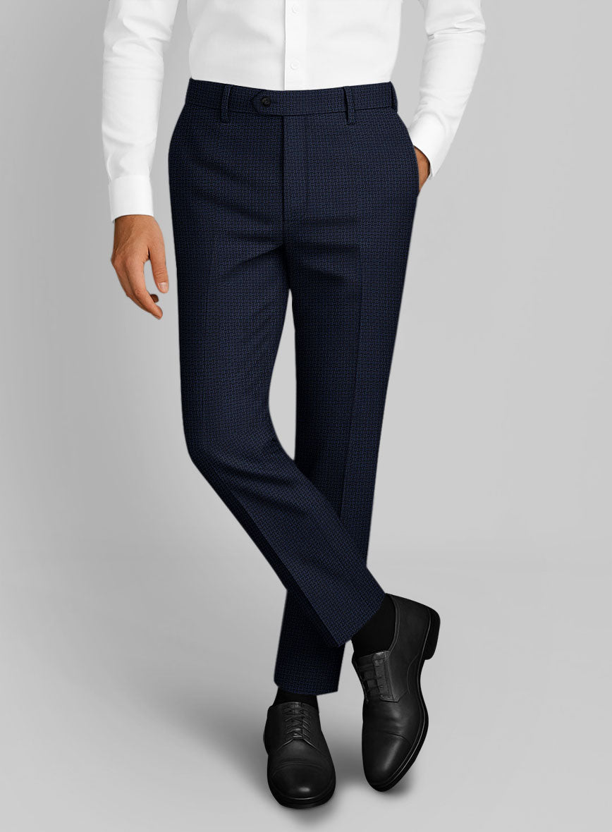 Napolean Vionnet Interweave Blue Wool Pants - StudioSuits