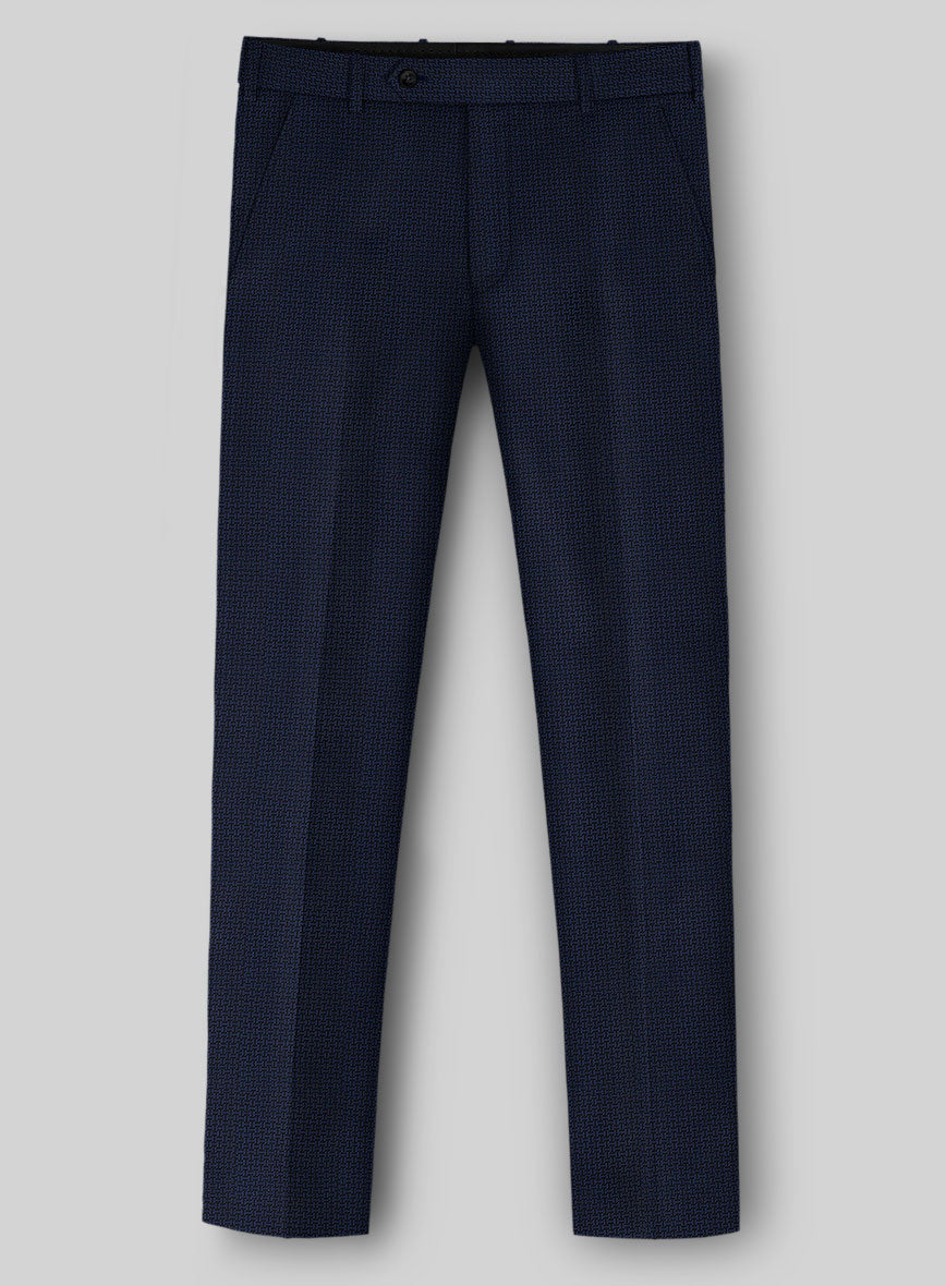 Napolean Vionnet Interweave Blue Wool Pants - StudioSuits