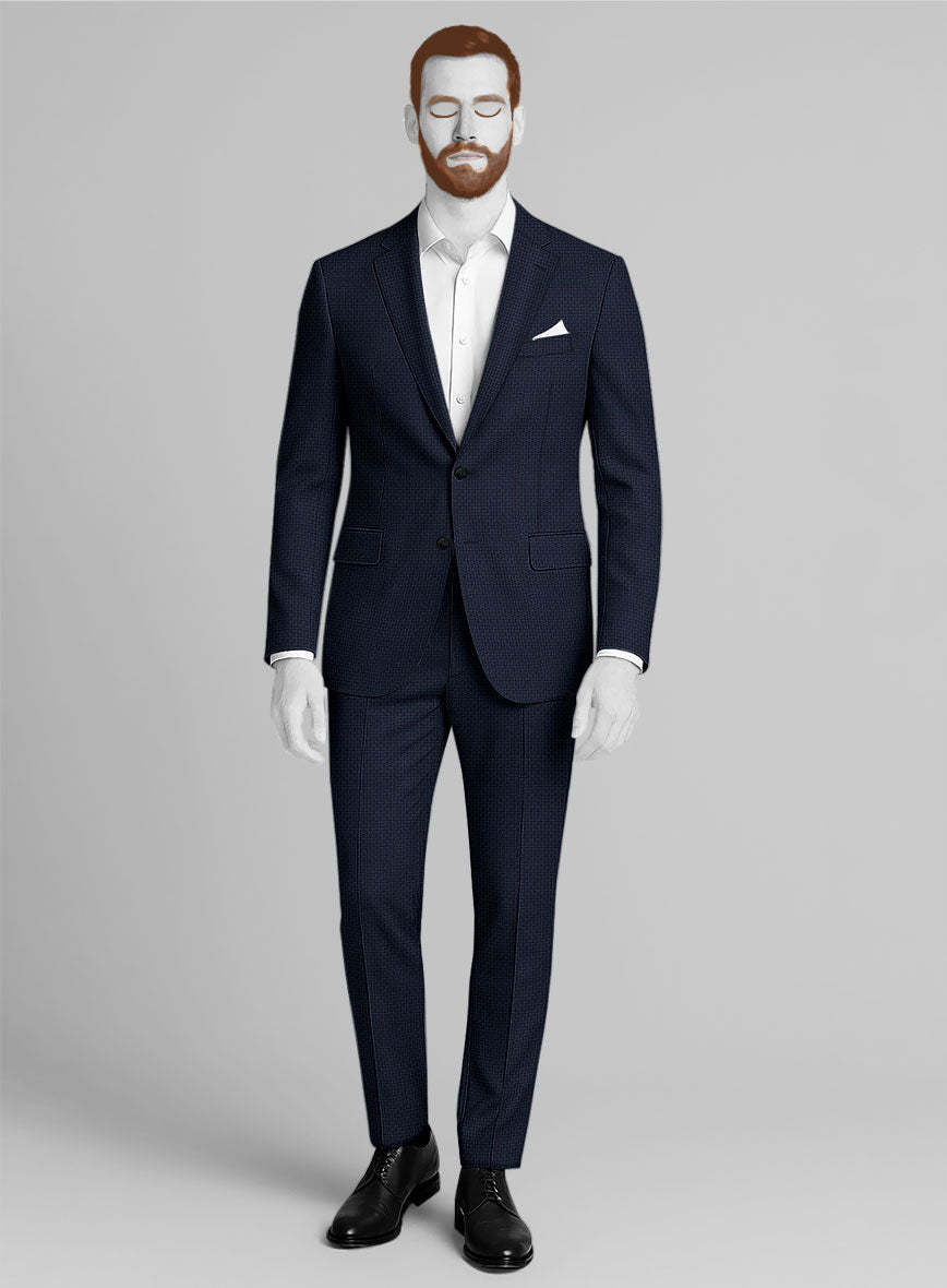 Napolean Vionnet Interweave Blue Wool Suit - StudioSuits