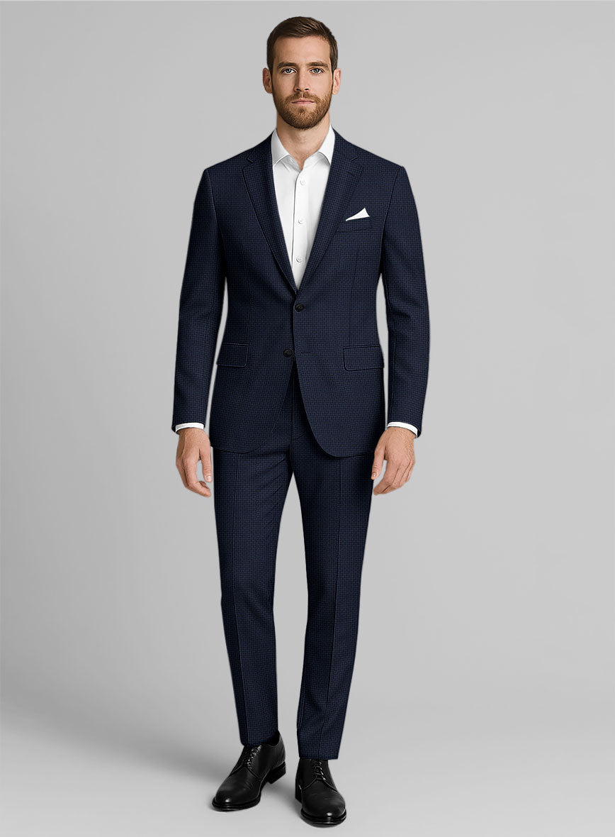 Napolean Vionnet Interweave Blue Wool Suit - StudioSuits