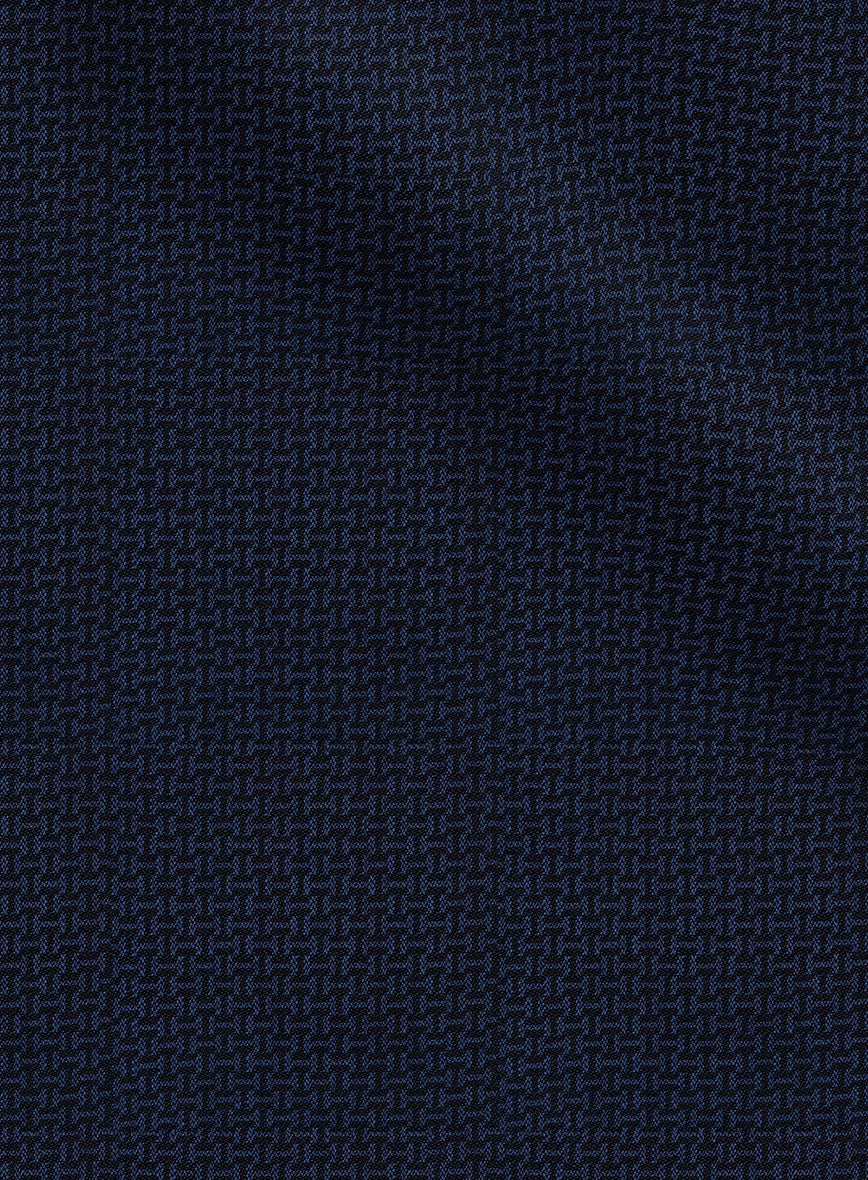 Napolean Vionnet Interweave Blue Wool Suit - StudioSuits