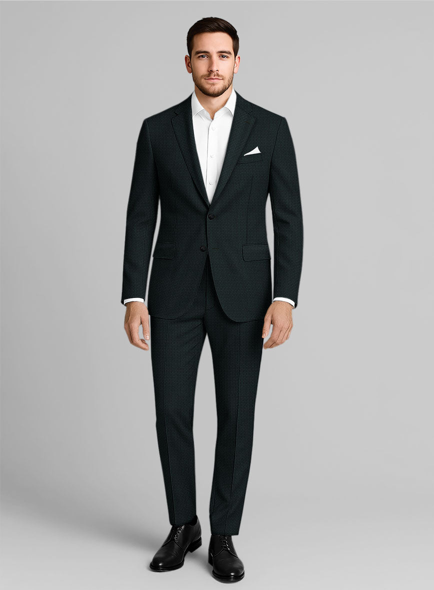 Napolean Vionnet Interweave Green Wool Suit - StudioSuits