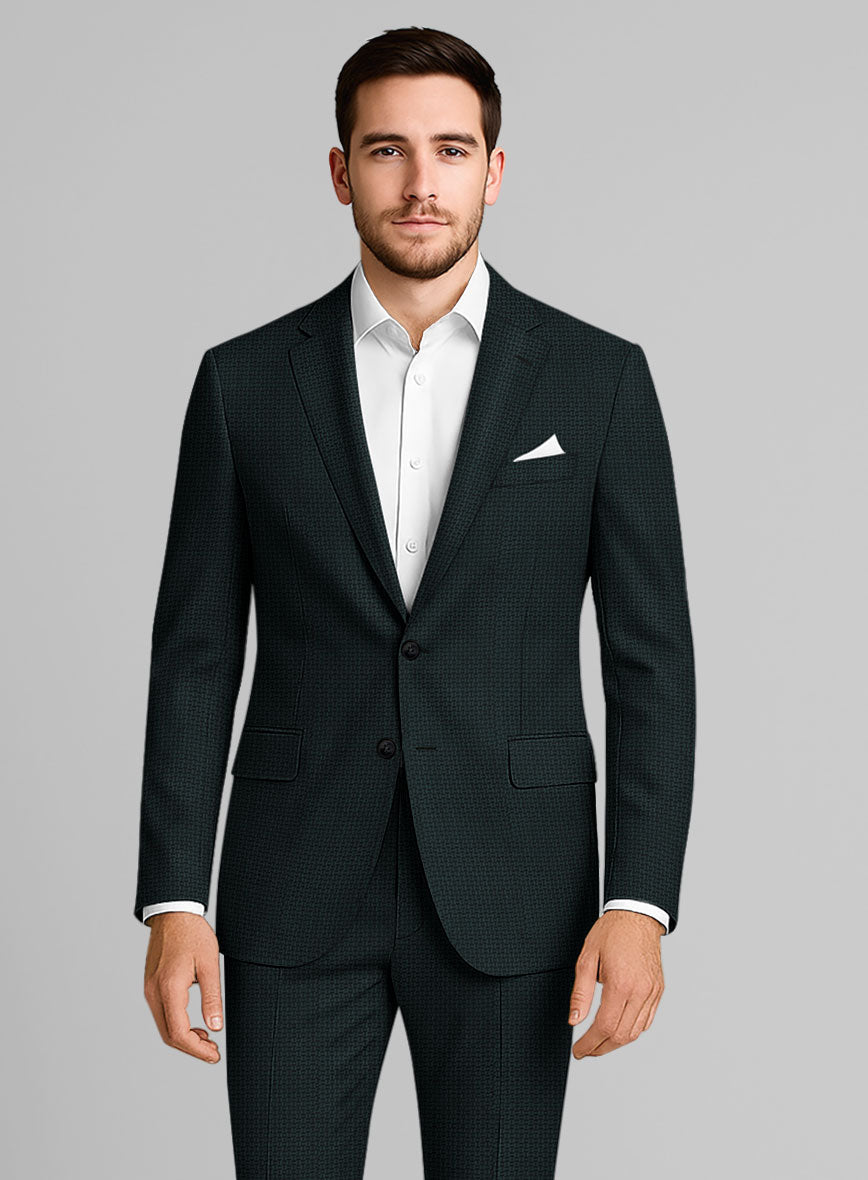 Napolean Vionnet Interweave Green Wool Suit - StudioSuits
