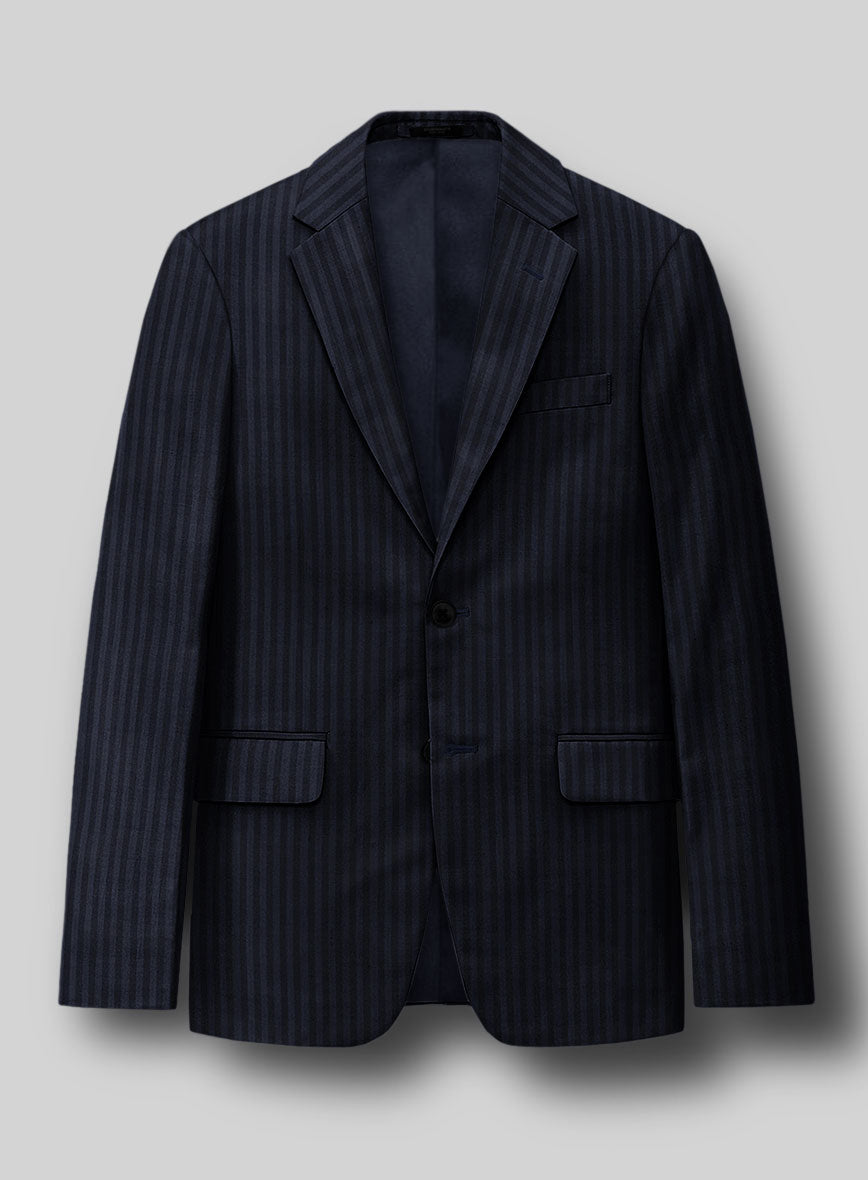 Napolean Vittore Stripe Ink Blue Wool Jacket - StudioSuits
