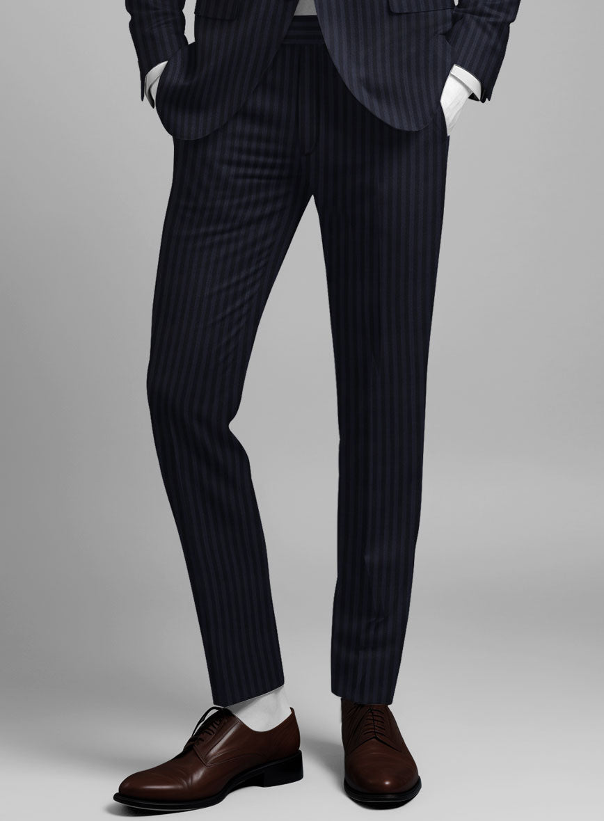 Napolean Vittore Stripe Ink Blue Wool Suit - StudioSuits