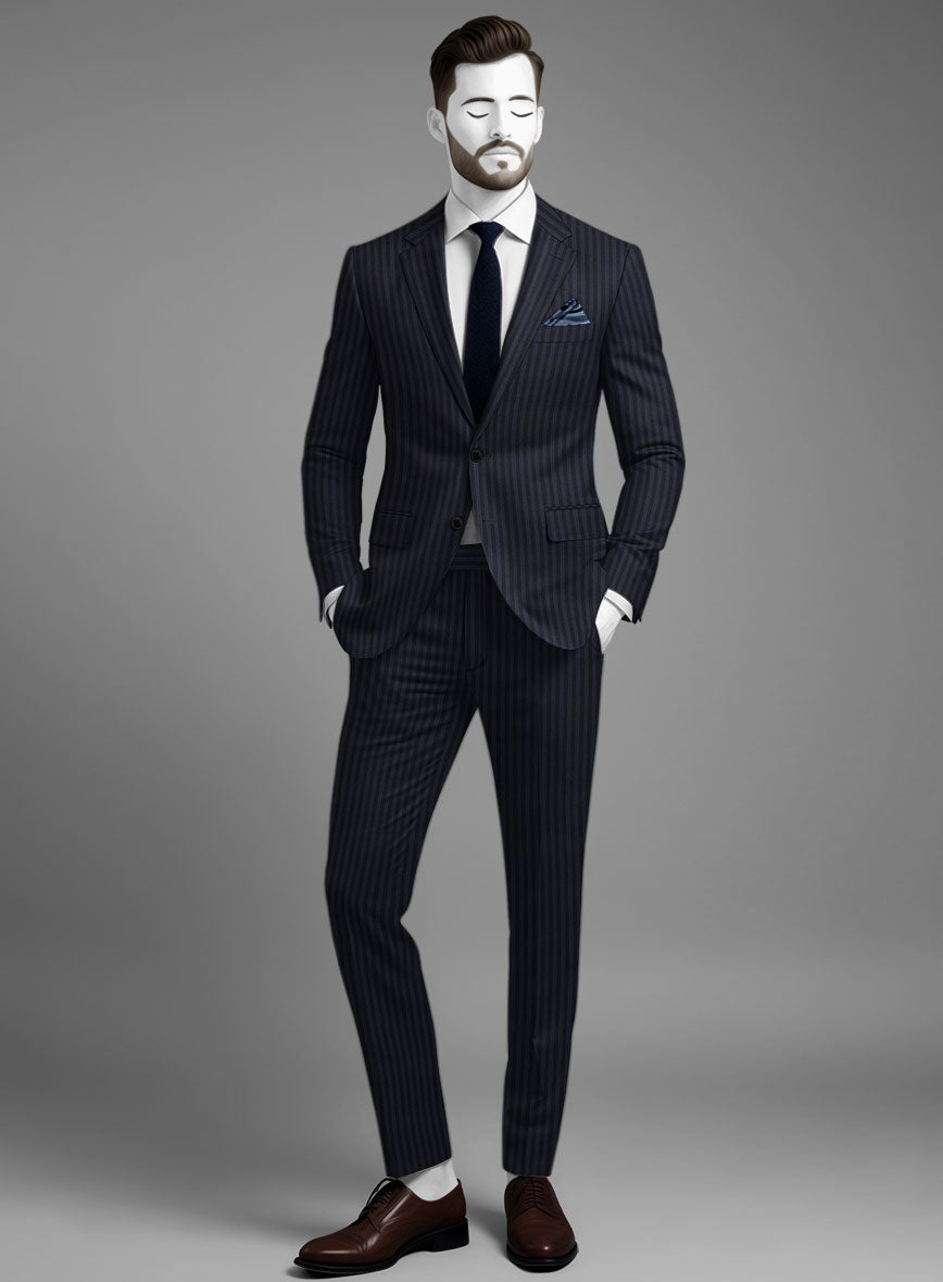 Napolean Vittore Stripe Ink Blue Wool Suit