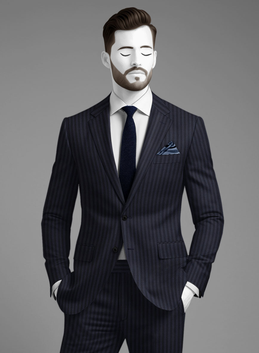 Napolean Vittore Stripe Ink Blue Wool Suit