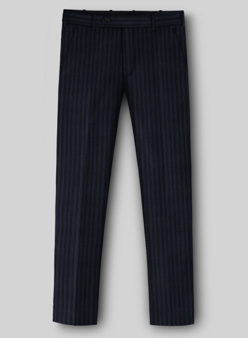 Napolean Vittore Stripe Ink Blue Wool Suit - StudioSuits