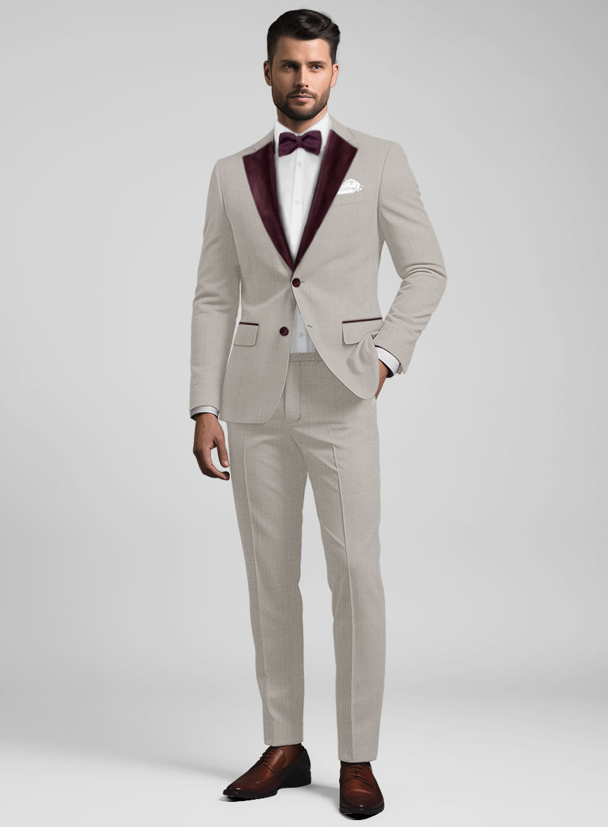 Napolean Wool Muted Beige Tuxedo Suit - StudioSuits