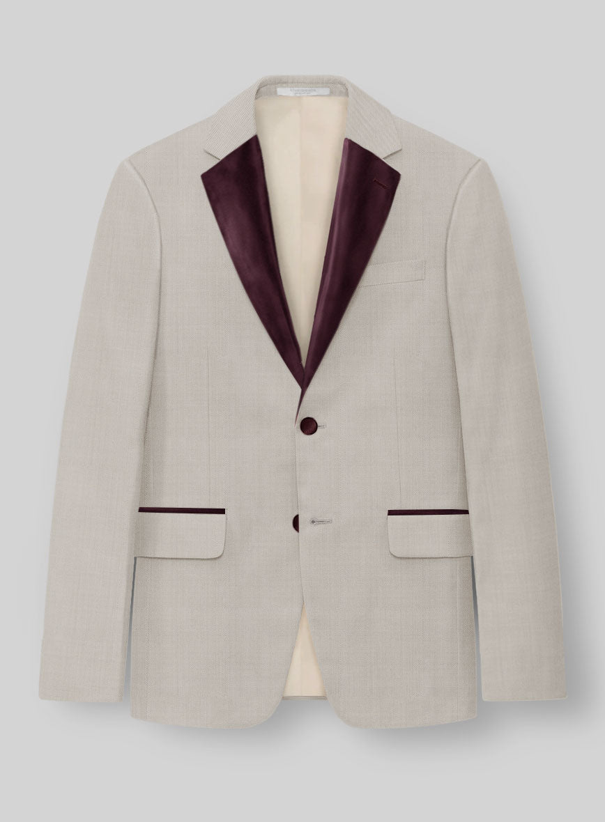 Napolean Wool Muted Beige Tuxedo Suit - StudioSuits