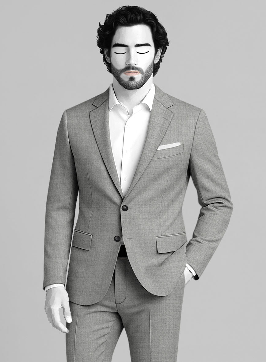 Napolean Worsted Light Gray Wool Suit - StudioSuits