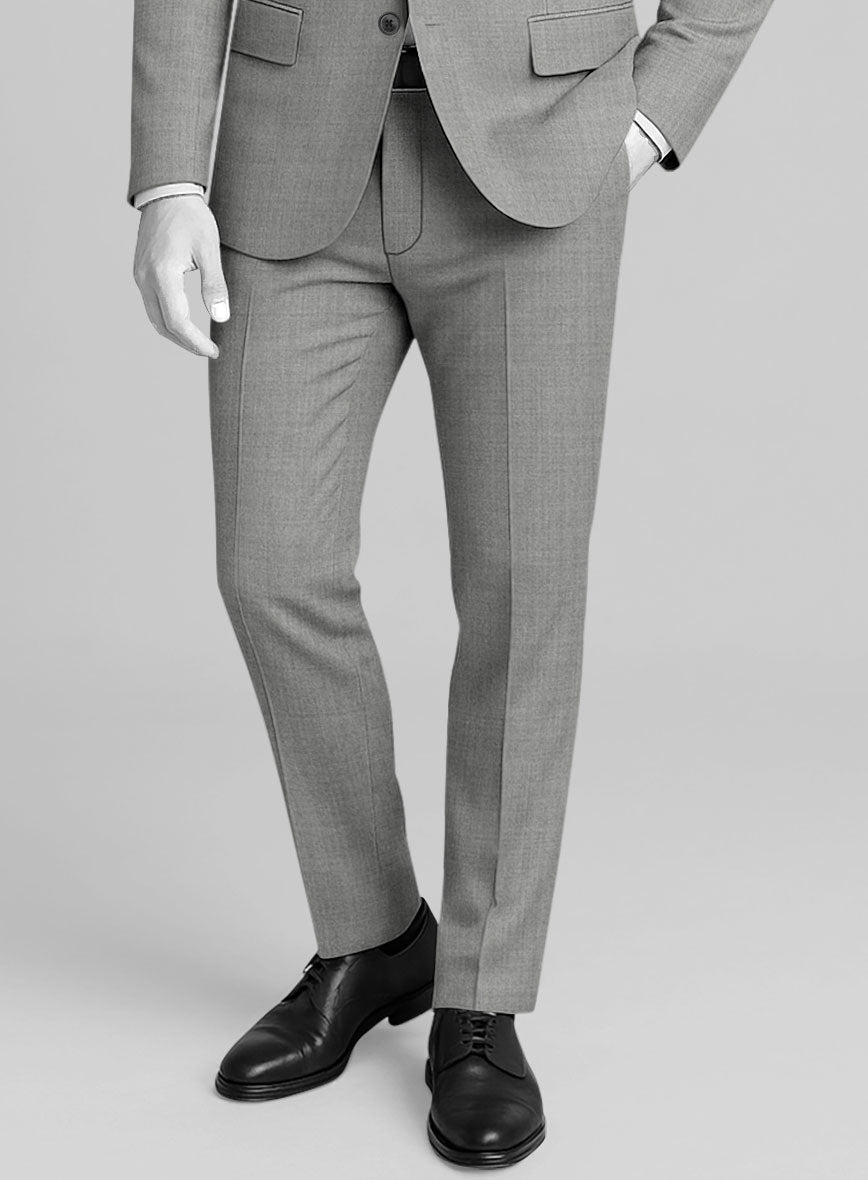 Men's Napolean Worsted Light Gray Wool Pants by StudioSuits