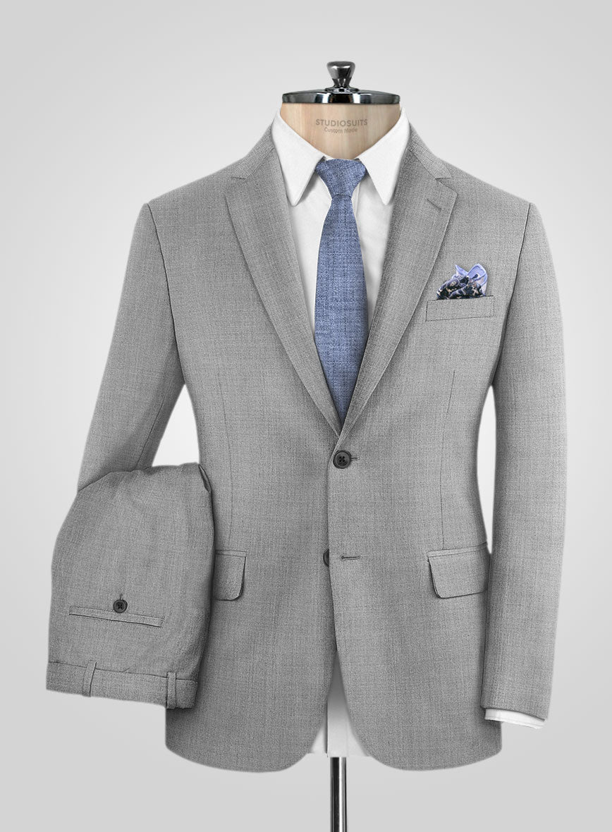 Napolean Worsted Light Gray Wool Suit - StudioSuits