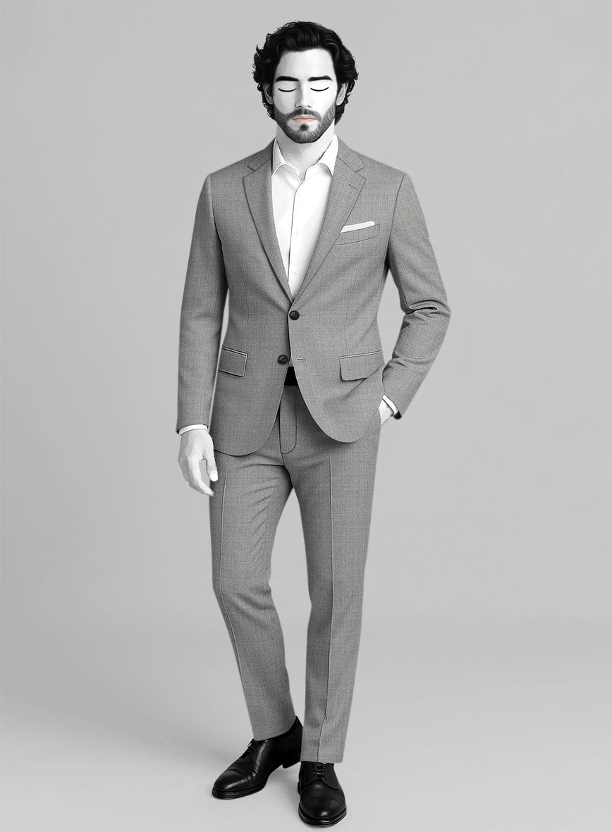 Napolean Worsted Light Gray Wool Suit - StudioSuits
