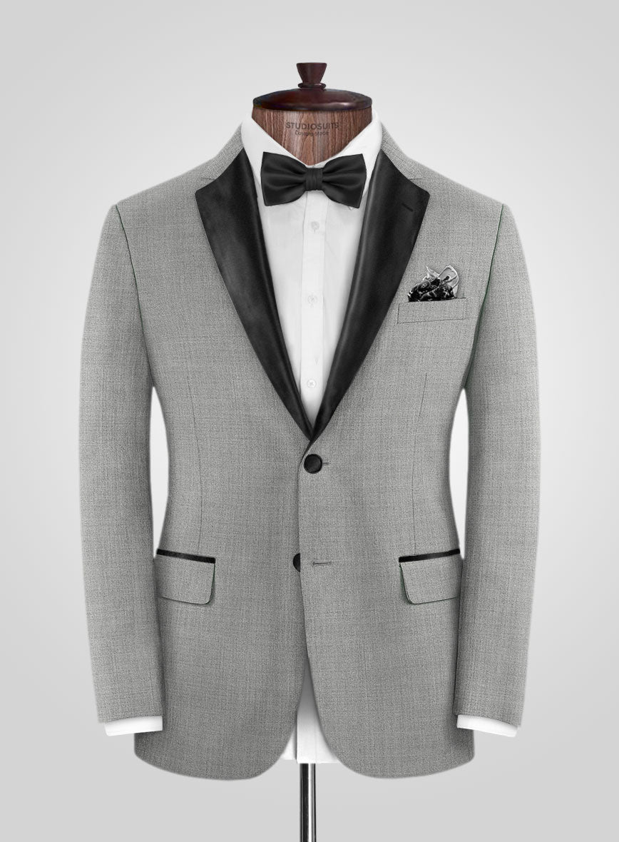 Napolean Worsted Light Gray Wool Tuxedo Jacket - StudioSuits