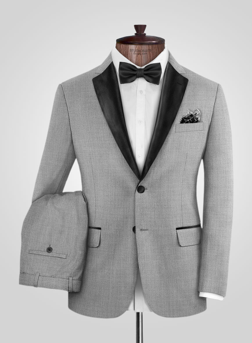 Napolean Worsted Light Gray Wool Tuxedo Suit - StudioSuits