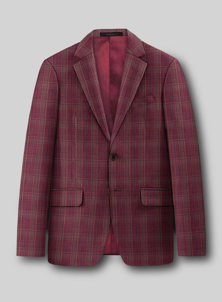 Napolean Xina Tartan Maroon Wool Jacket - StudioSuits