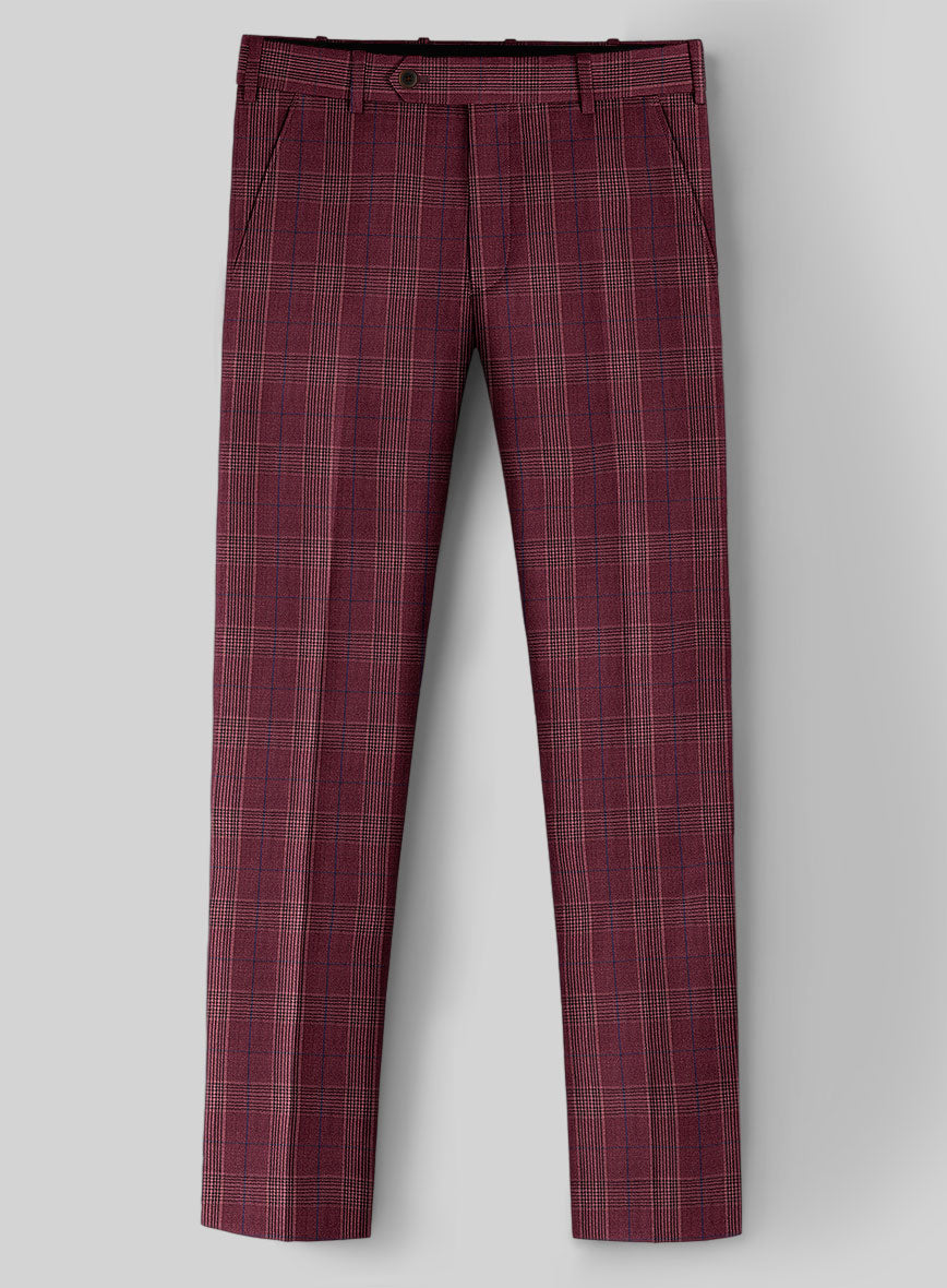 Napolean Xina Tartan Maroon Wool Pants - StudioSuits