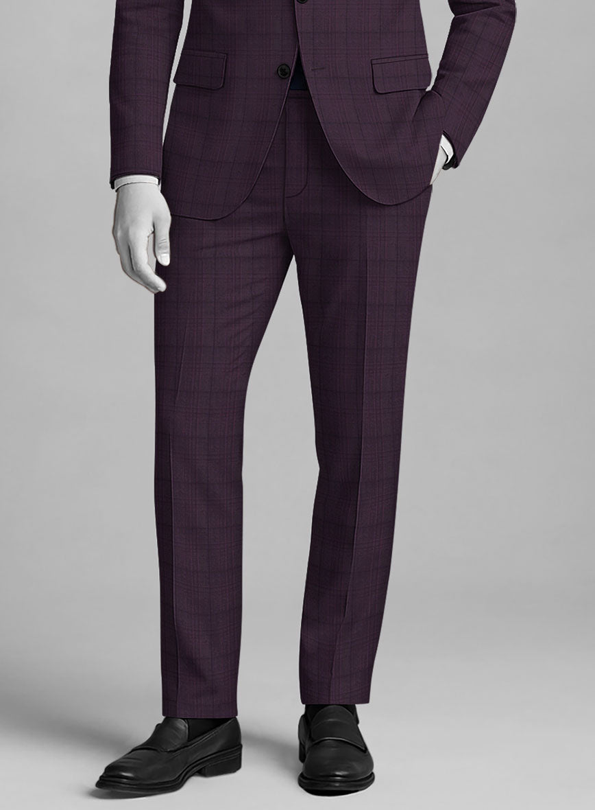Napolean Xina Tartan Purple Wool Pants - StudioSuits