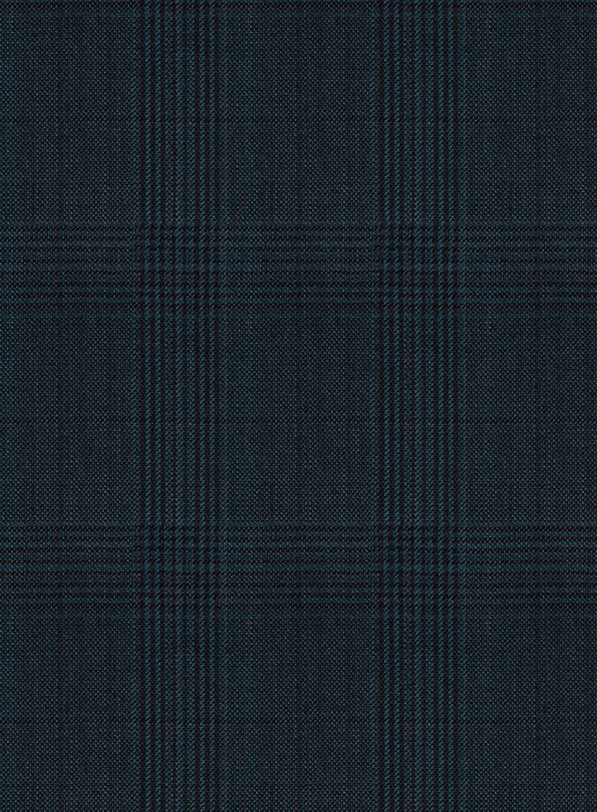 Napolean Xina Tartan Teal Blue Wool Pants - StudioSuits