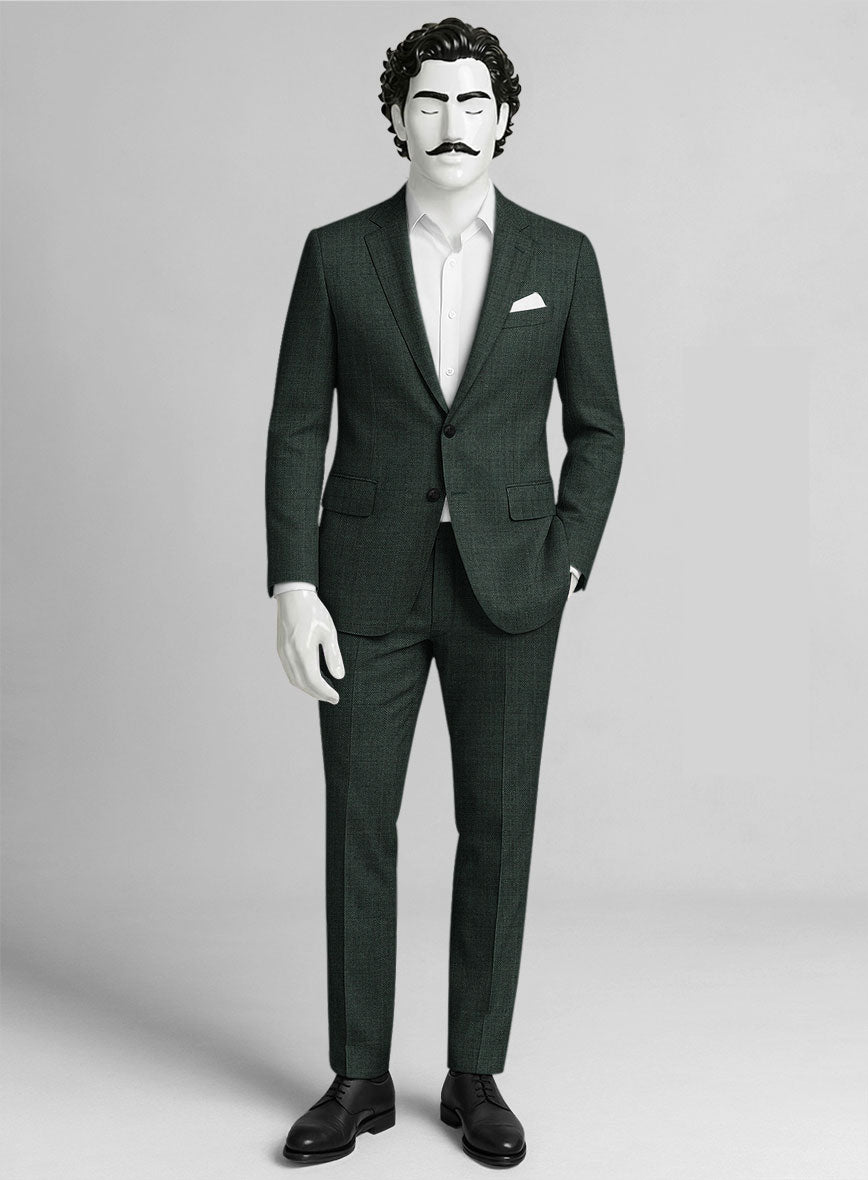 Napolean Zervano Sharkskin Green Wool Suit - StudioSuits