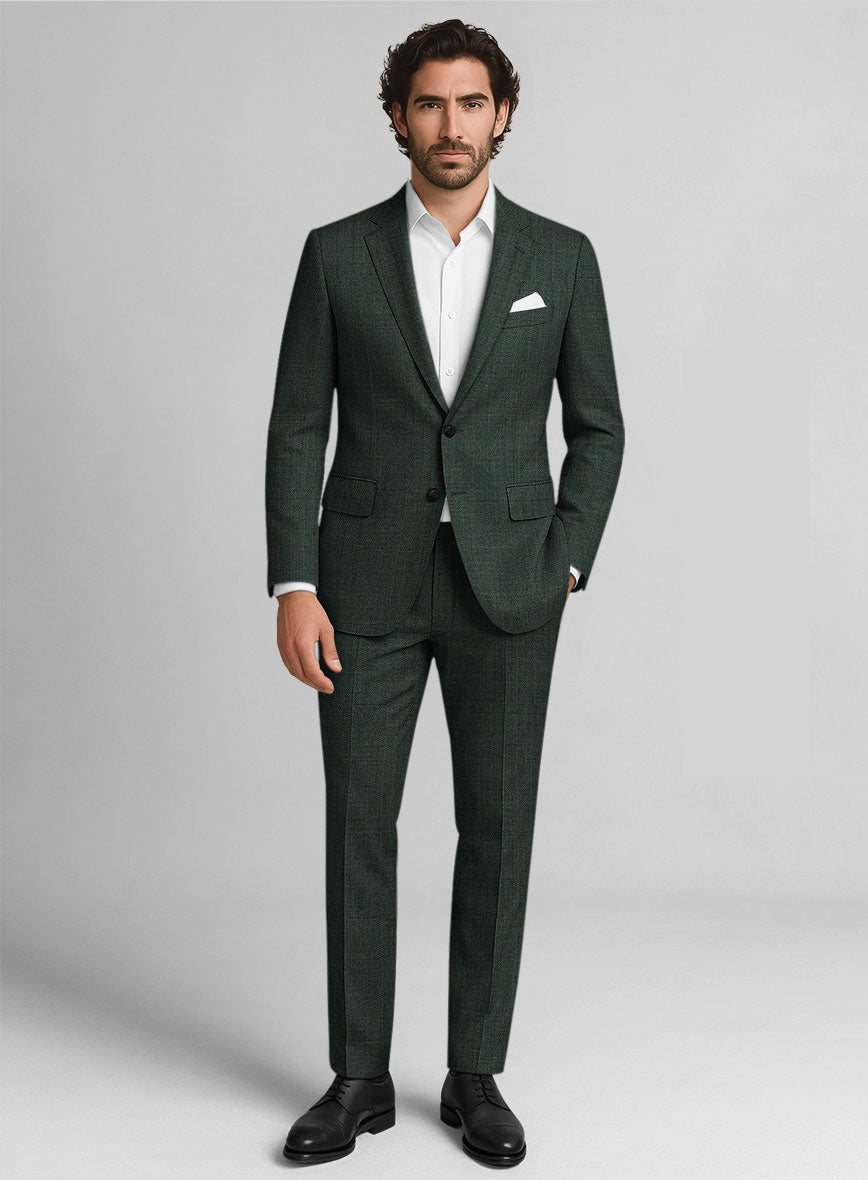 Napolean Zervano Sharkskin Green Wool Suit - StudioSuits