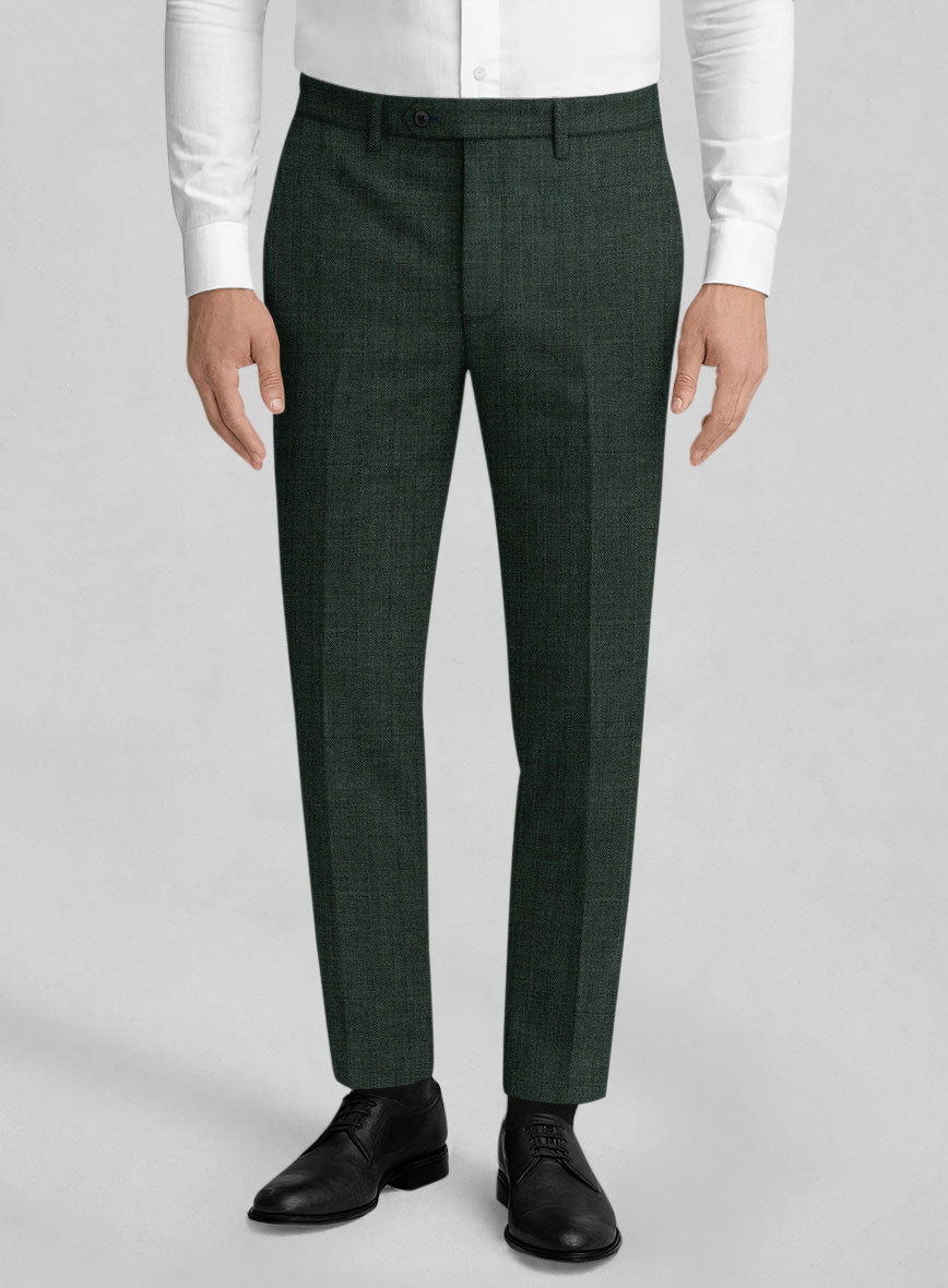 Napolean Zervano Sharkskin Green Wool Pants - StudioSuits