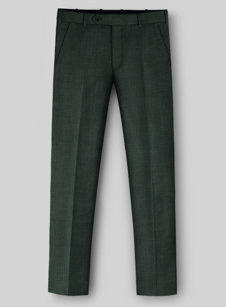 Napolean Zervano Sharkskin Green Wool Pants - StudioSuits