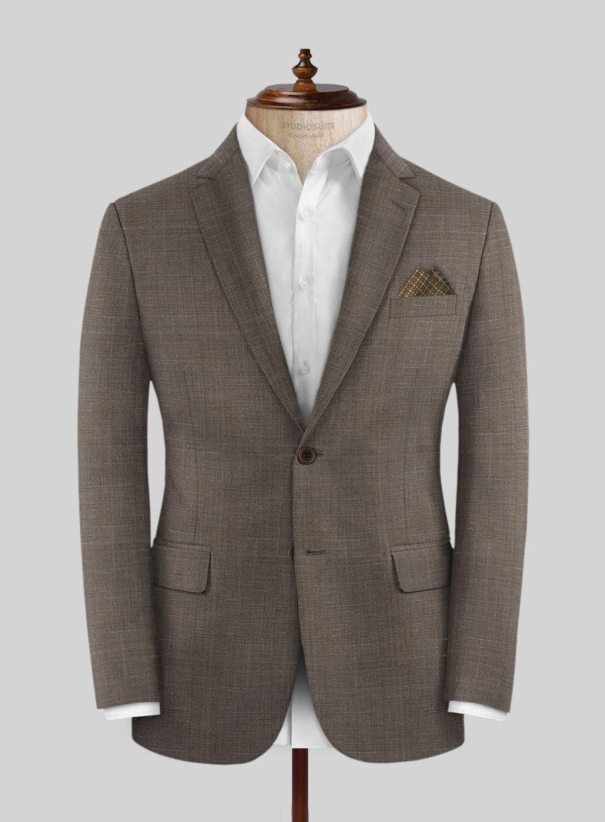 Napolean Ariel Nailhead Dark Brown Wool Jacket - StudioSuits
