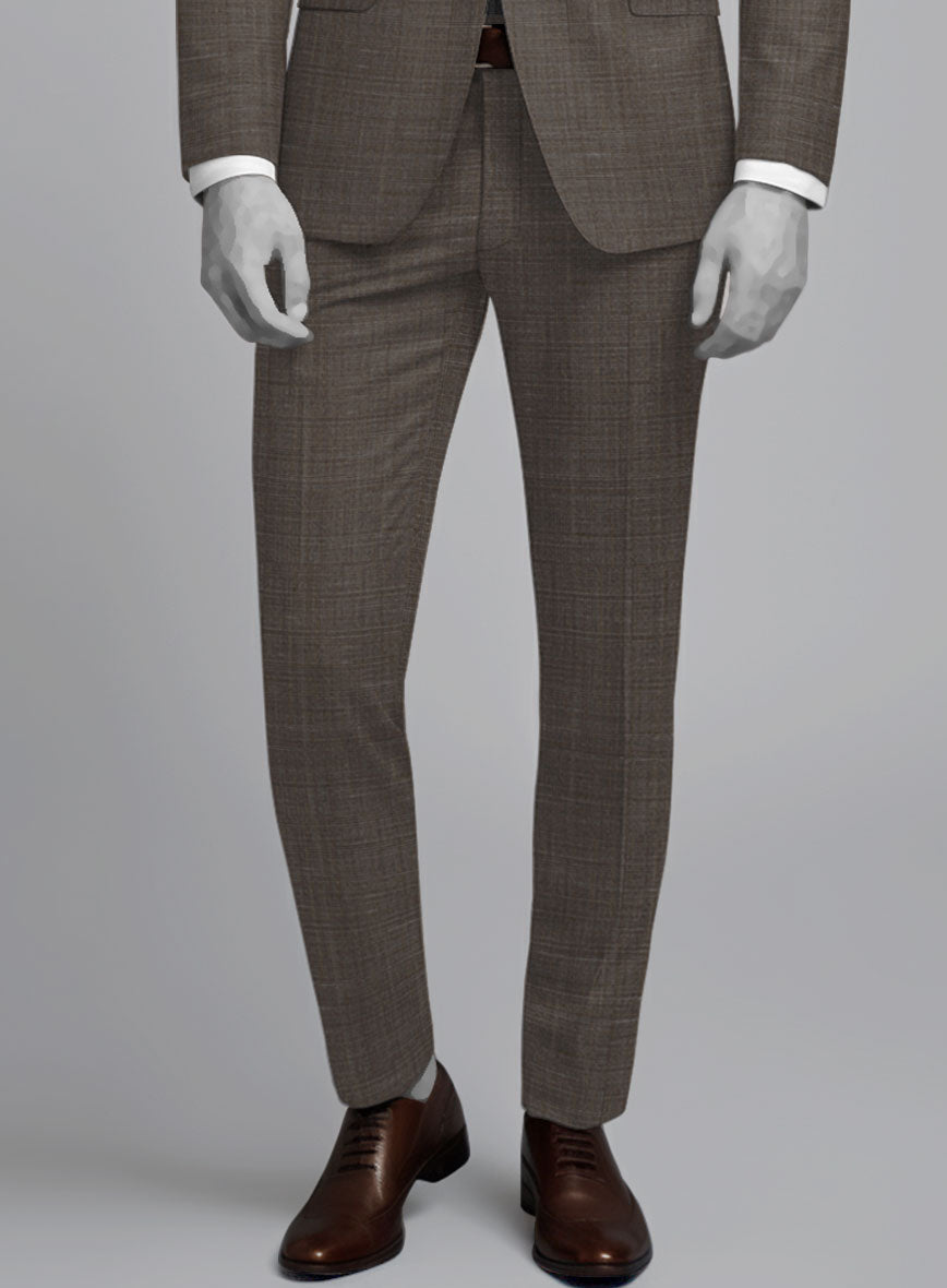 Napolean Ariel Nailhead Dark Brown Wool Pants - StudioSuits