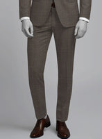 Napolean Ariel Nailhead Dark Brown Wool Pants - StudioSuits