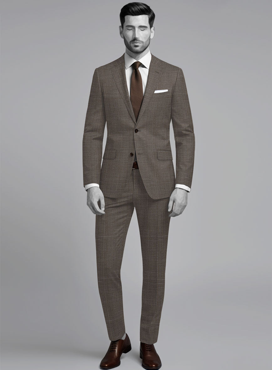 Napolean Ariel Nailhead Dark Brown Wool Suit - StudioSuits