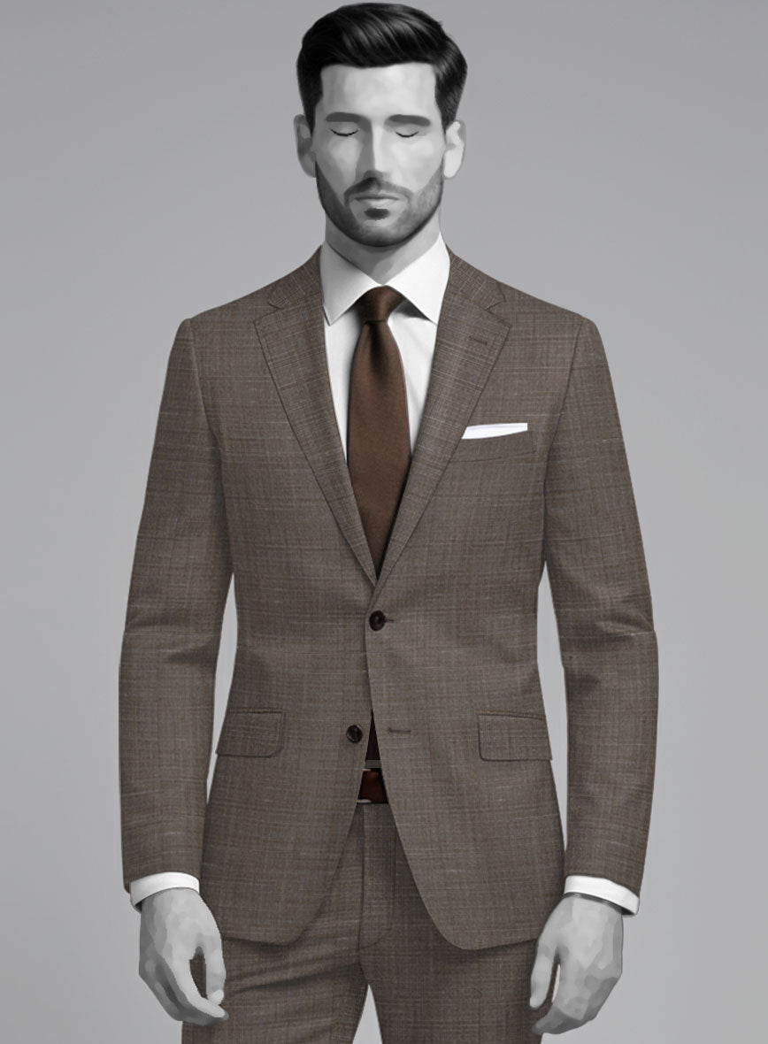 Napolean Ariel Nailhead Dark Brown Wool Suit - StudioSuits