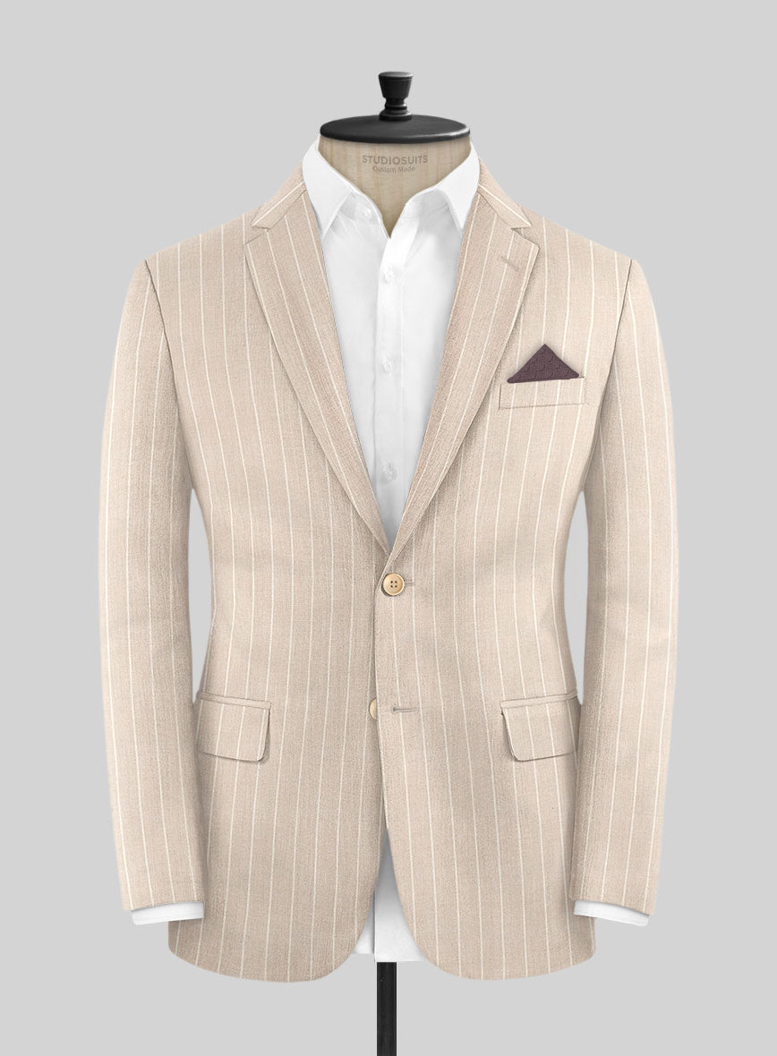 Napolean Como Bar Beige Wool Jacket - StudioSuits