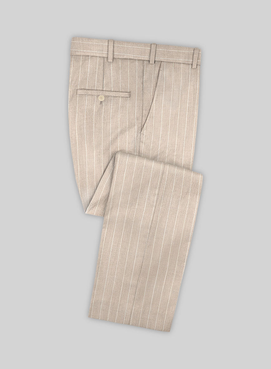 Napolean Como Bar Beige Wool Pants - StudioSuits