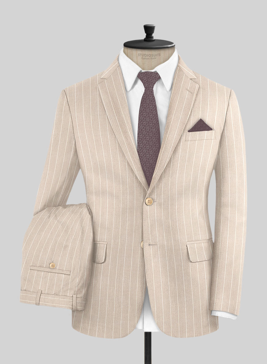 Napolean Como Bar Beige Wool Suit - StudioSuits
