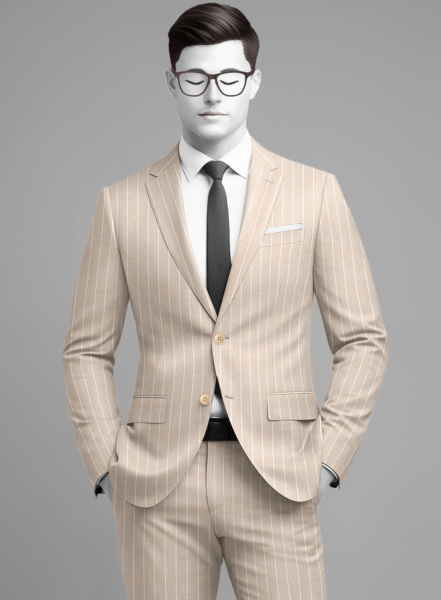 Napolean Como Bar Beige Wool Suit - StudioSuits