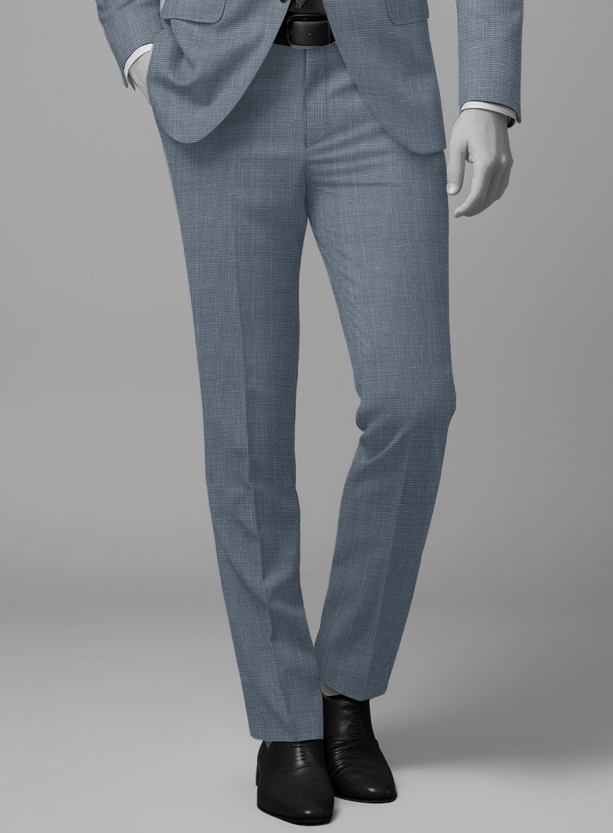Napolean Costa Mini Houndstooth Blue Wool Pants - StudioSuits