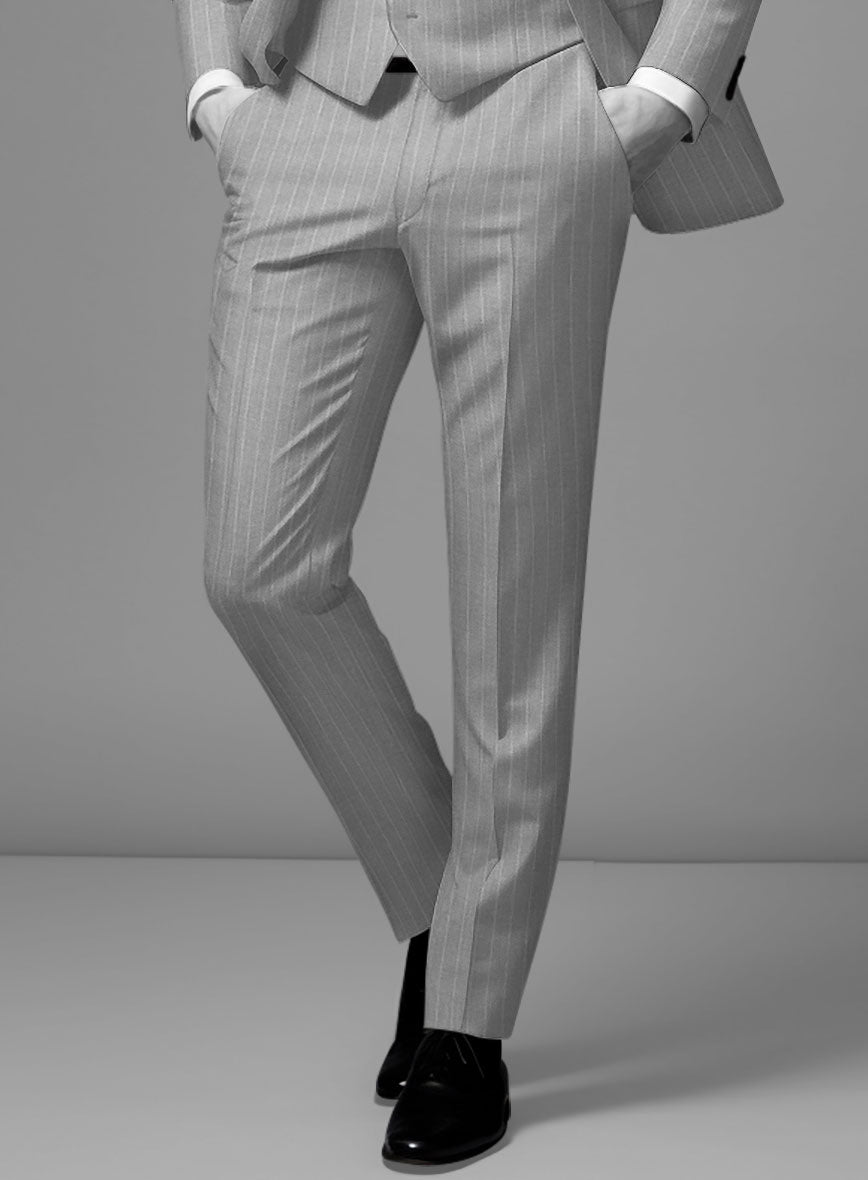 Napolean Genova Stripe Gray Wool Pants - StudioSuits