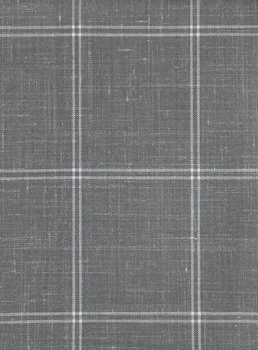 Napolean Noemi Windowpane Gray Wool Pants - StudioSuits