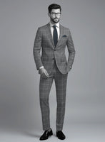 Napolean Noemi Windowpane Gray Wool Suit - StudioSuits