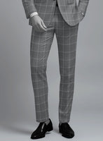 Napolean Noemi Windowpane Gray Wool Suit - StudioSuits