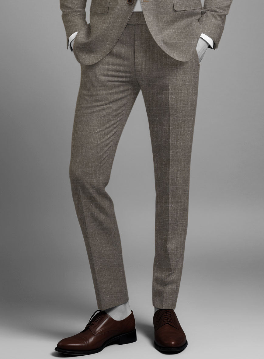 Napolean Ricci Mud Brown Wool Pants - StudioSuits