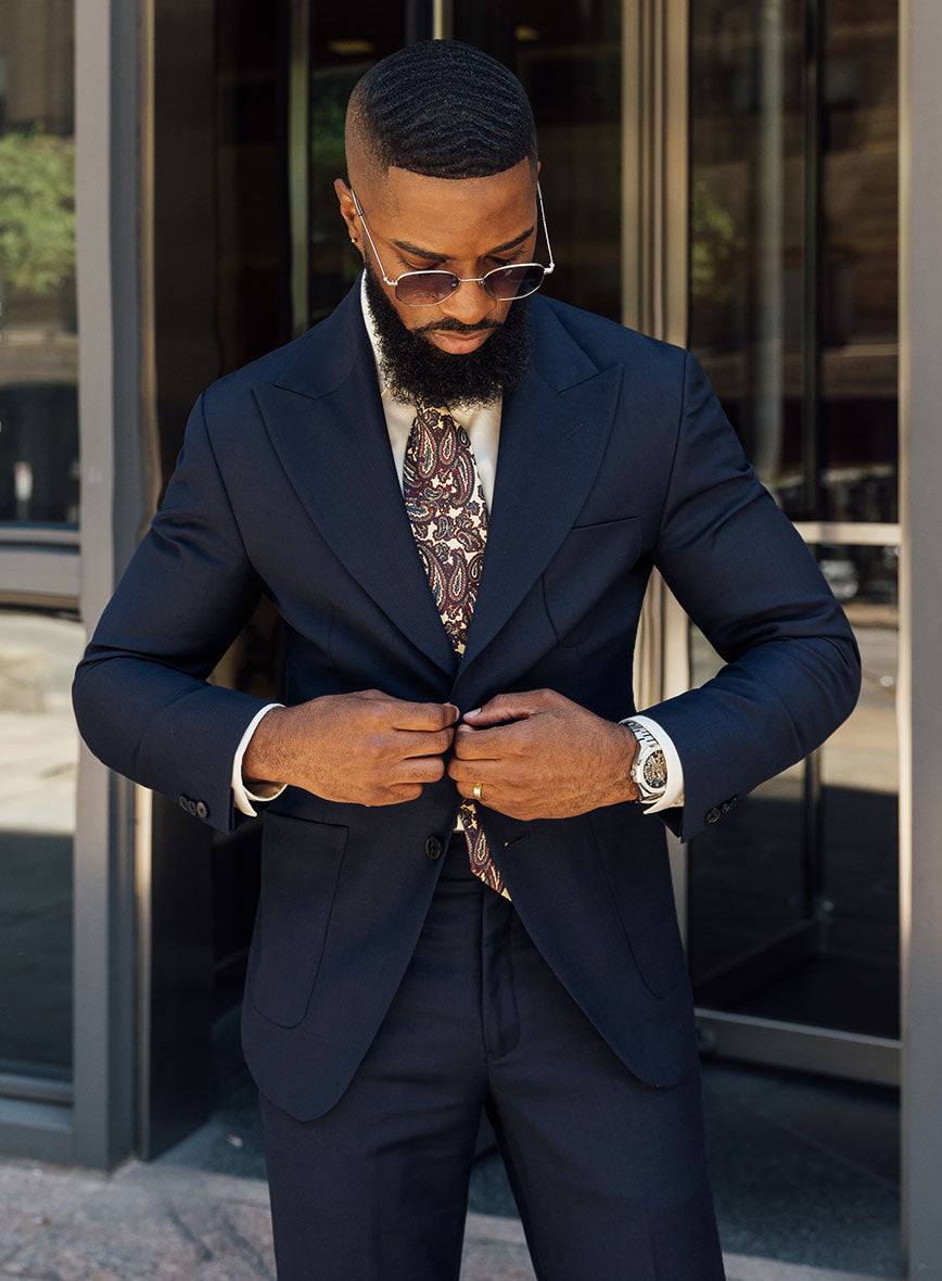 Napolean Royal Blue Birdseye Pablo Style Wool Suit - StudioSuits