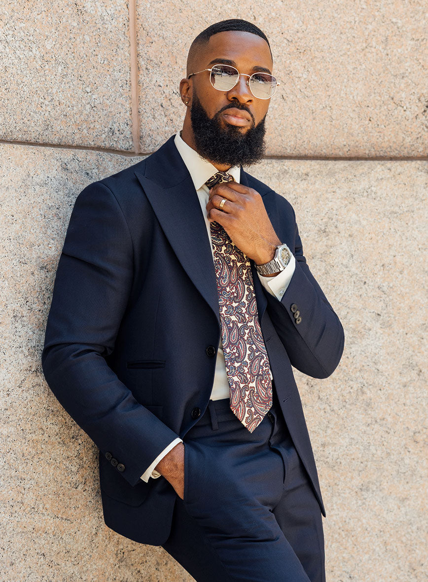 Napolean Royal Blue Birdseye Pablo Style Wool Suit - StudioSuits