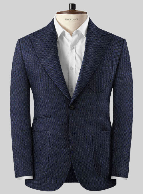 Napolean Royal Blue Birdseye Pablo Style Wool Suit - StudioSuits